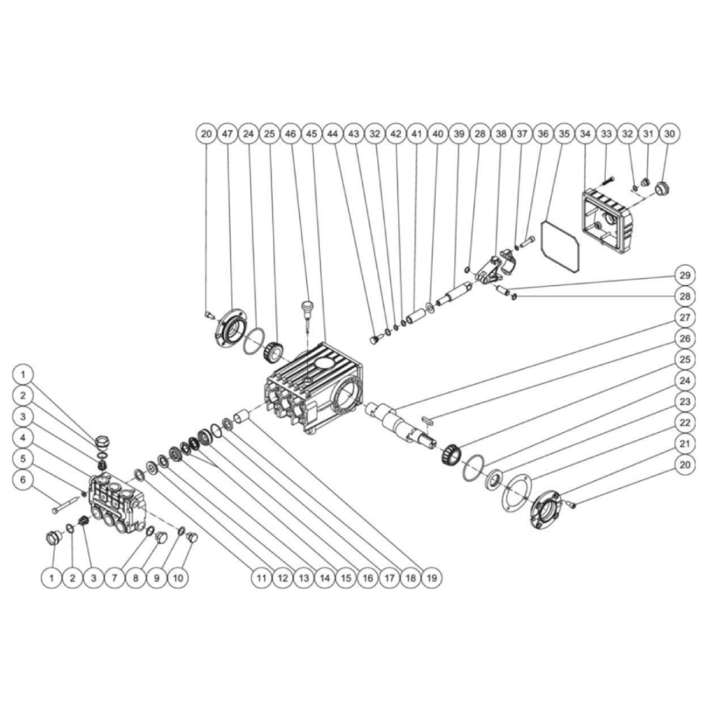 Pump Diagram and Parts List for HHS-3004-1E9G  Mi-T-M Pressure Washer