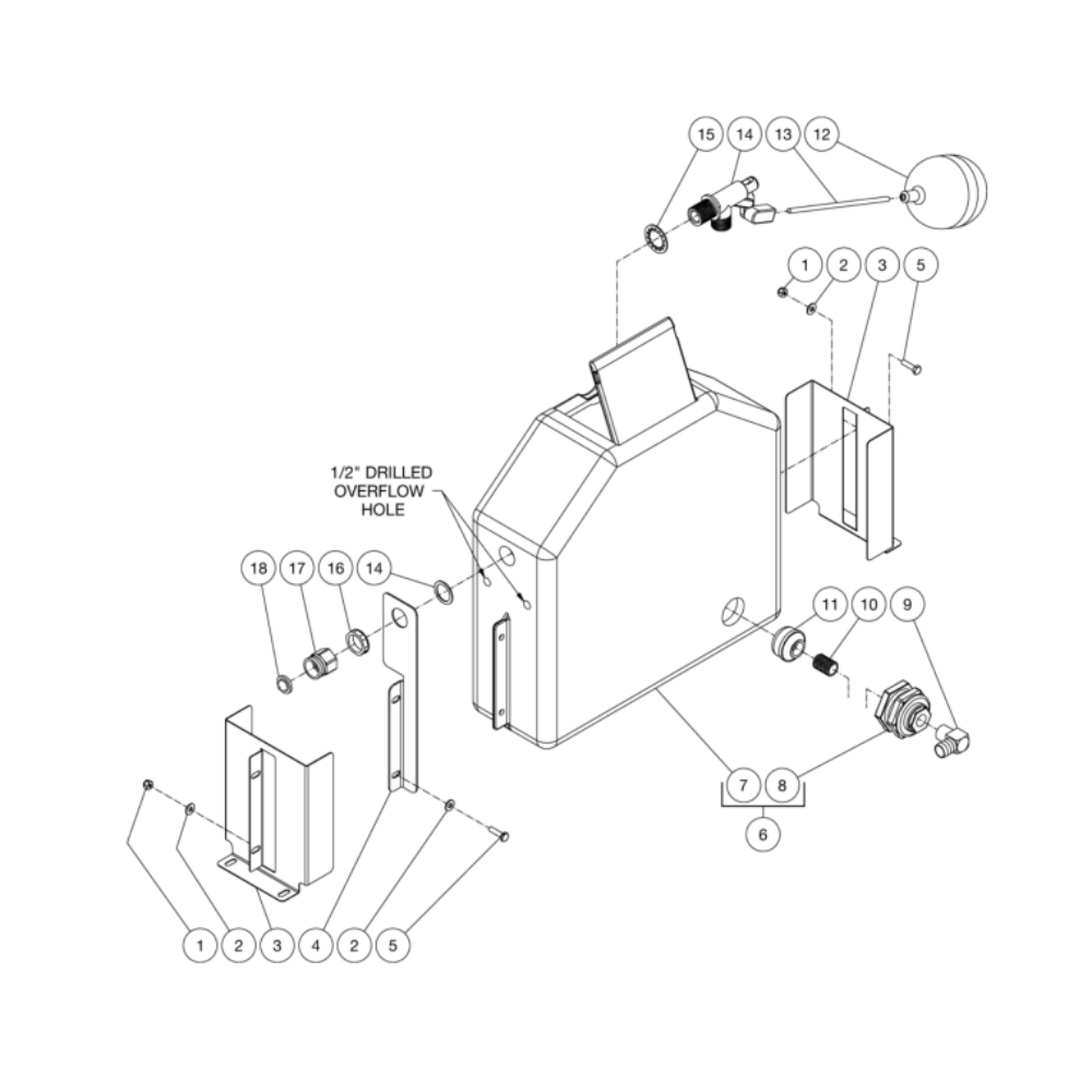 Float Tank Diagram and Parts List for HS-4004-0MAV  Mi-T-M Pressure Washer