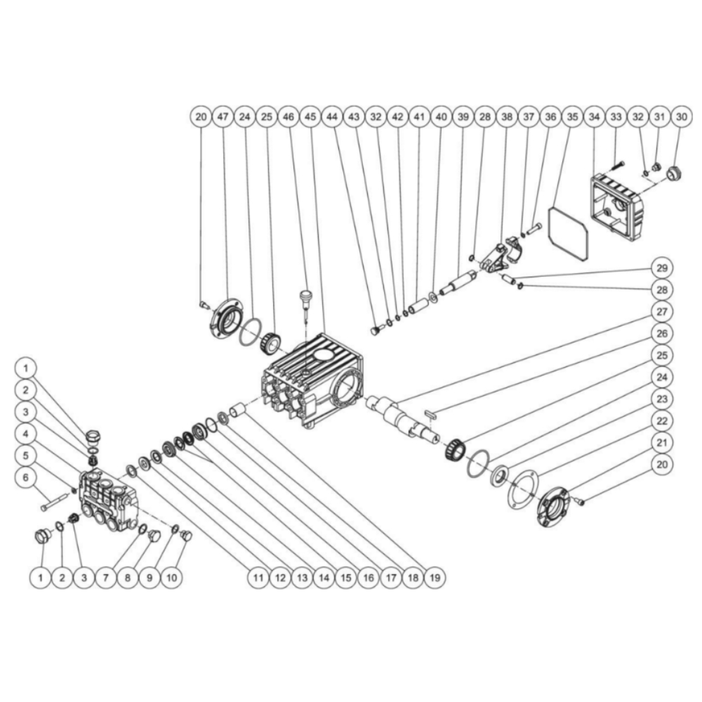 Pump Diagram and Parts List for HHS-2004-2E2G  Mi-T-M Pressure Washer