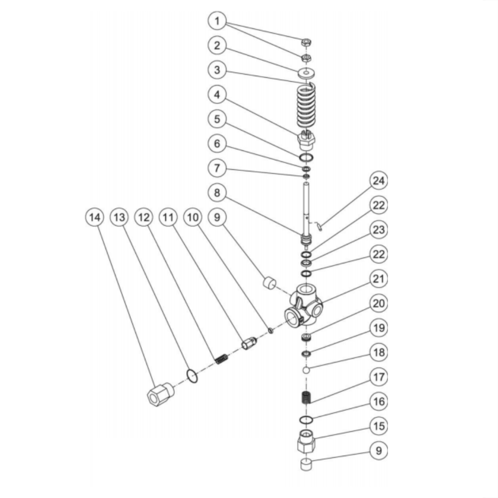 Unloader Diagram and Parts List for HS-4004-0MAK  Mi-T-M Pressure Washer