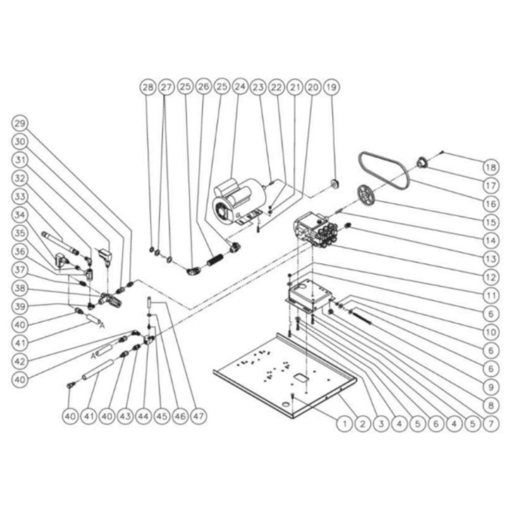 Motor/Pump Diagram and Parts List for HHD-1003-0E1G  Mi-T-M Pressure Washer