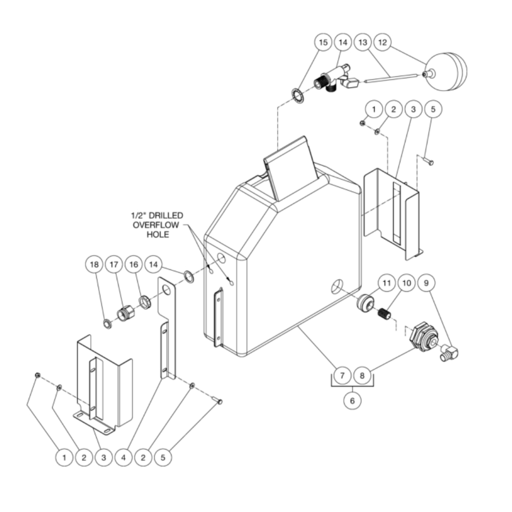 Float Tank Diagram and Parts List for HS-3506-1MGH  Mi-T-M Pressure Washer