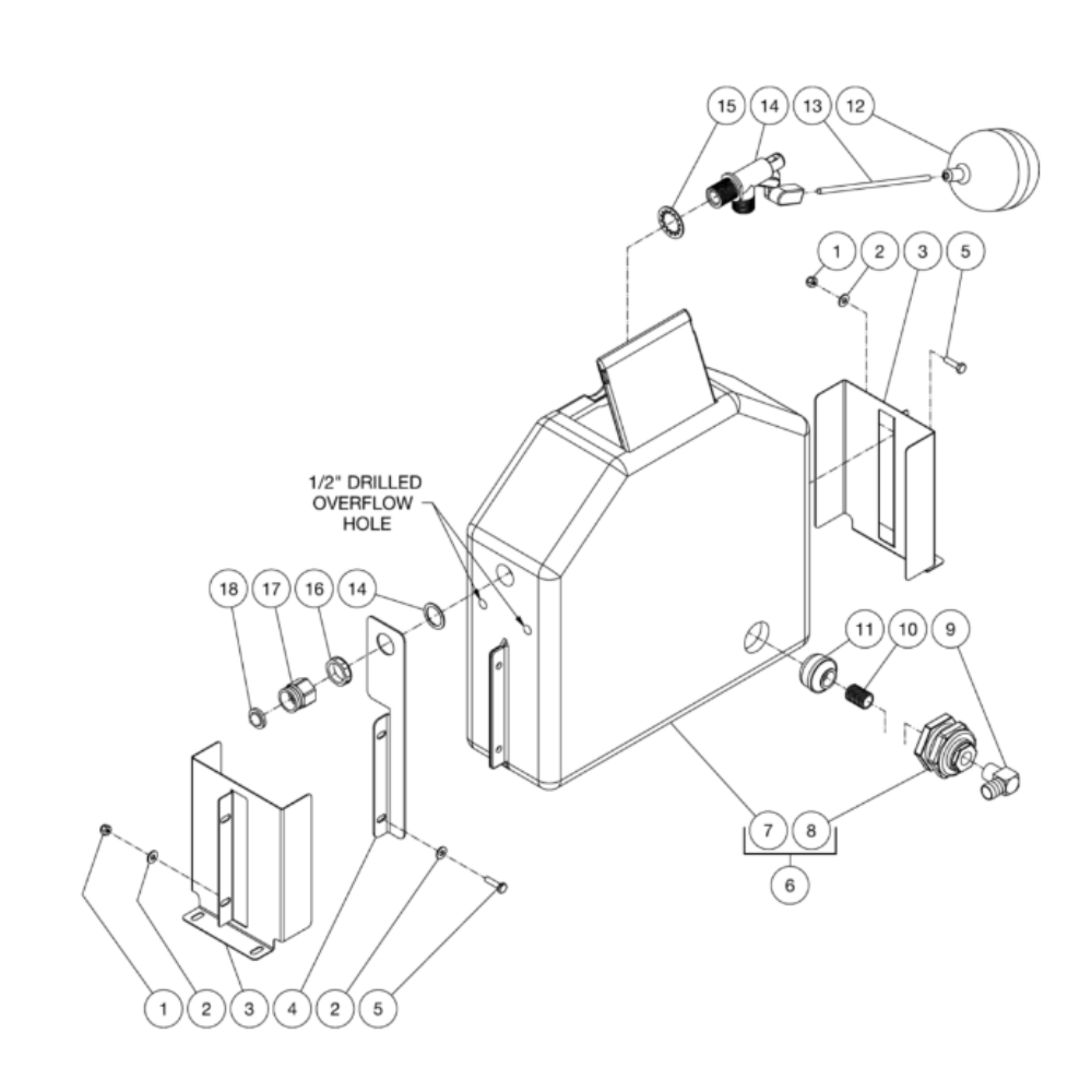 Float Tank Diagram and Parts List for HDS-3506-0H6A  Mi-T-M Pressure Washer