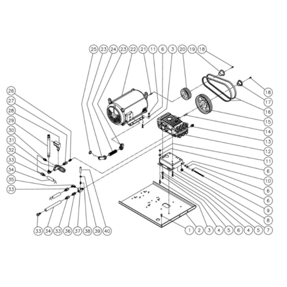 Motor/Pump Diagram and Parts List for HHS-3004-0E3G  Mi-T-M Pressure Washer
