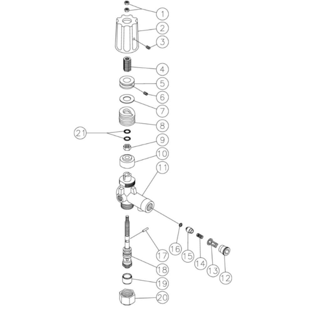 Unloader Diagram and Parts List for HHS-2004-1E2A  Mi-T-M Pressure Washer