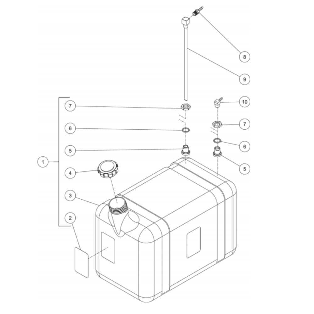 Burner Fuel Tank Diagram and Parts List for HS-3506-0MGK  Mi-T-M Pressure Washer