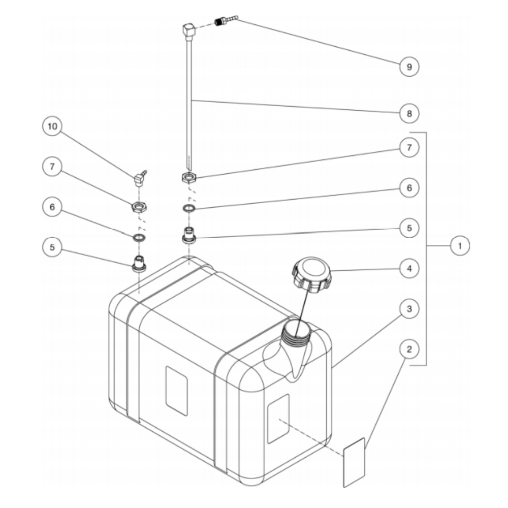 Gas Tank Diagram and Parts List for HS-3505-1MGH  Mi-T-M Pressure Washer