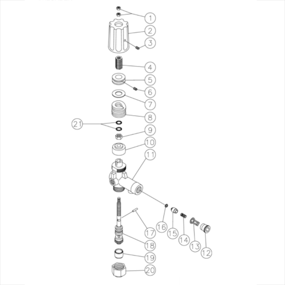 Unloader Diagram and Parts List for HHS-3005-1E9A  Mi-T-M Pressure Washer