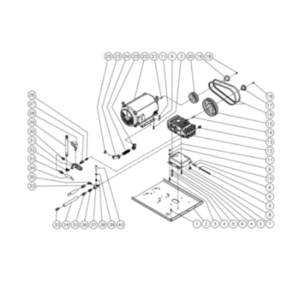 Motor/Pump Diagram and Parts List for HHS-2004-0E3G  Mi-T-M Pressure Washer