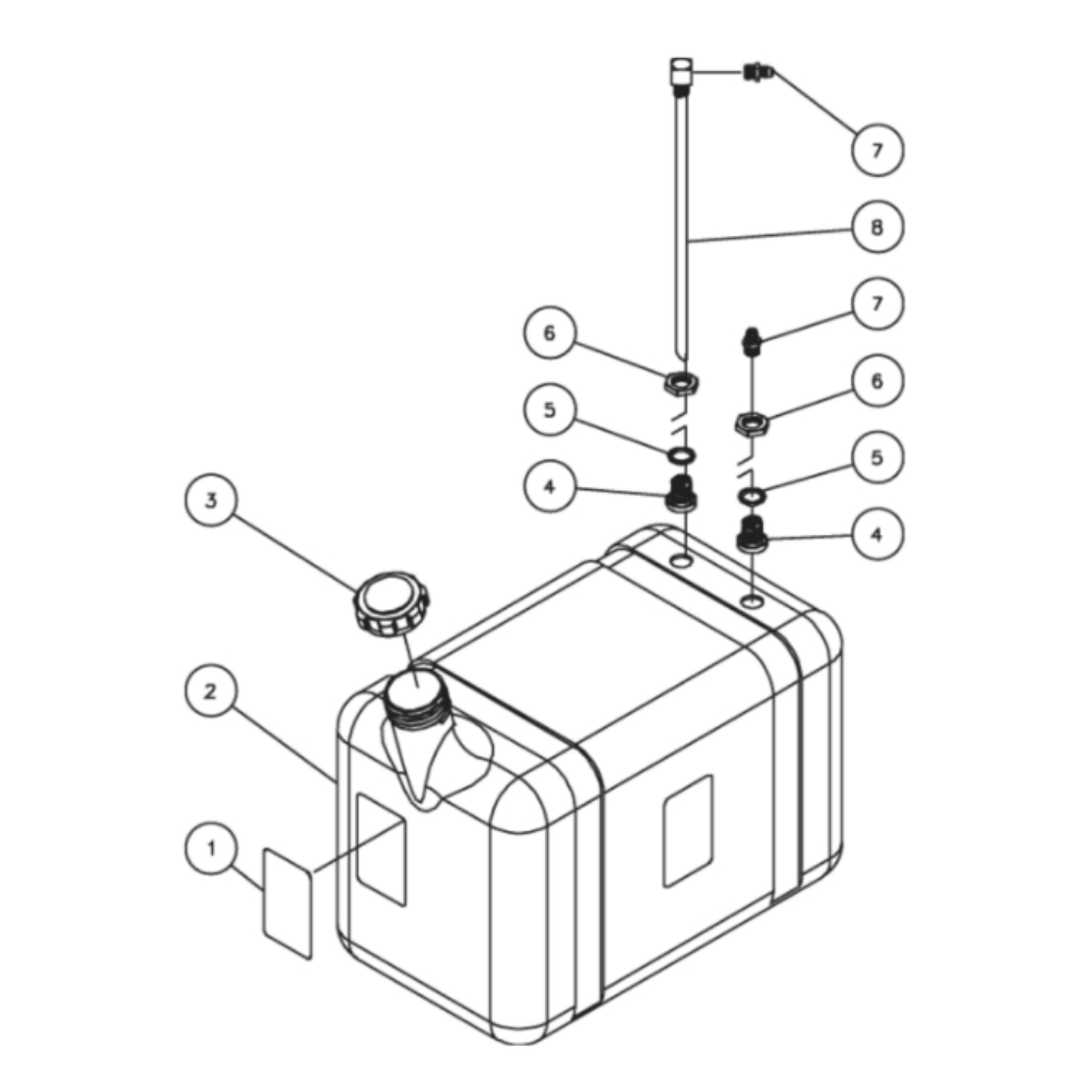 Fuel Tank Diagram and Parts List for HHS-2004-0E3G  Mi-T-M Pressure Washer