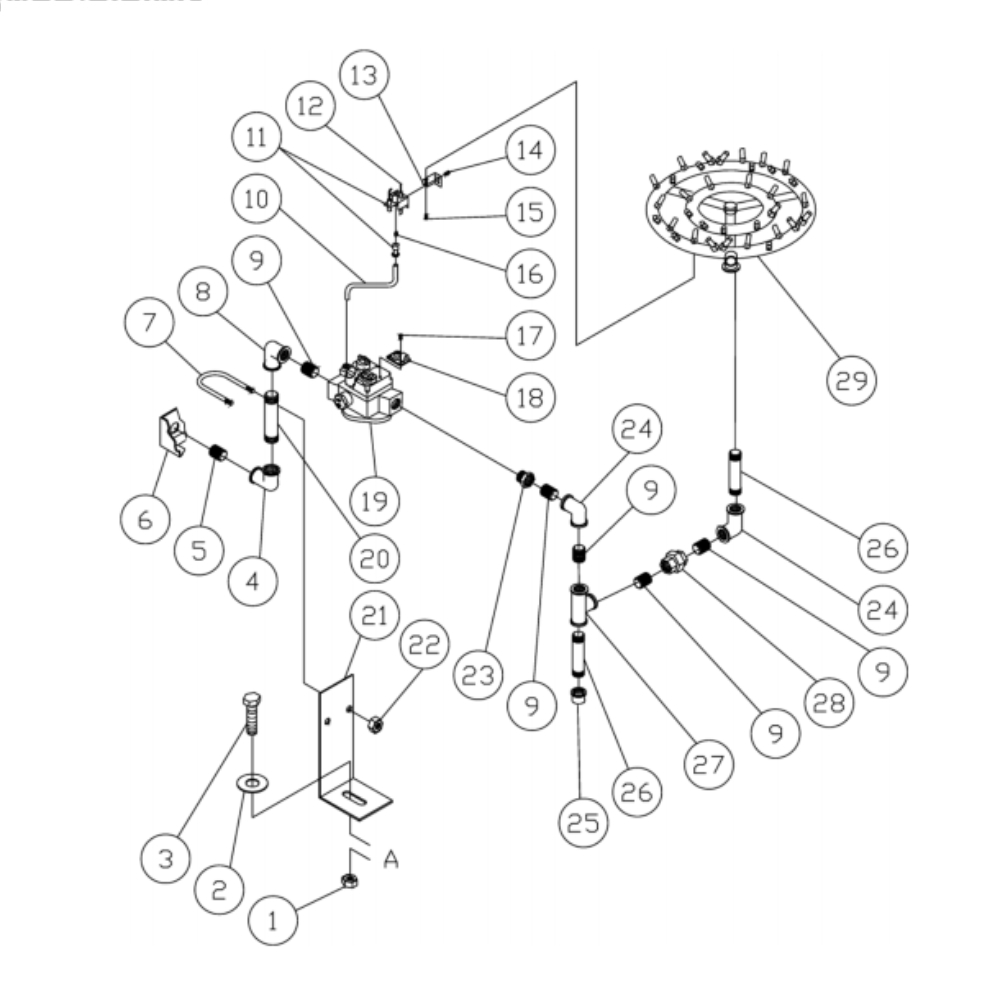 Burner/Piping Diagram and Parts List for HG-3004-0M30  Mi-T-M Pressure Washer
