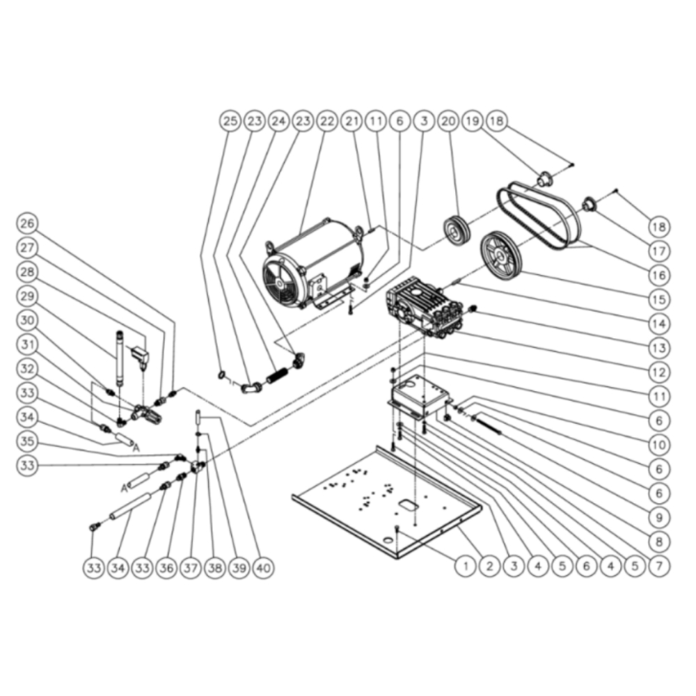 Motor/Pump Diagram and Parts List for HHS-3004-0E4G  Mi-T-M Pressure Washer