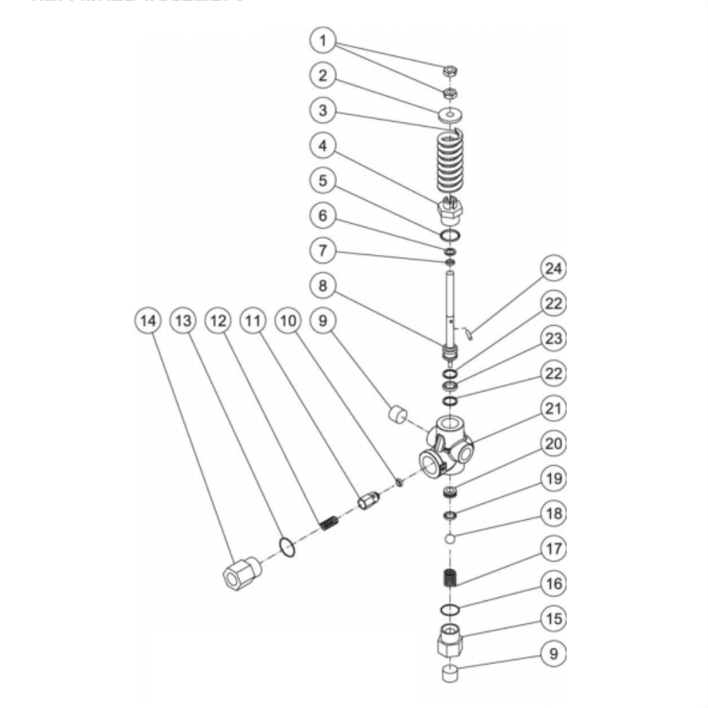 Unloader Diagram and Parts List for HDC-4004-1H6A  Mi-T-M Pressure Washer