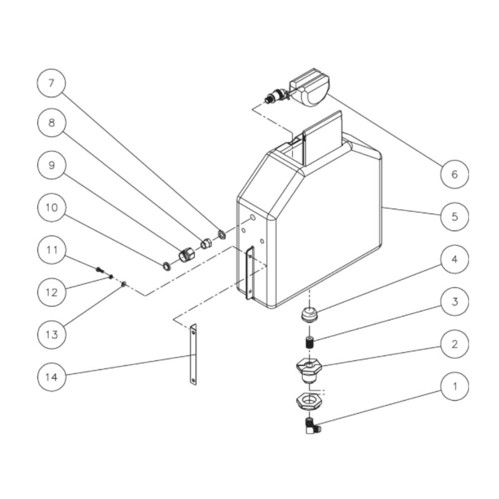 Float Tank Diagram and Parts List for HHD-3005-0E5G  Mi-T-M Pressure Washer