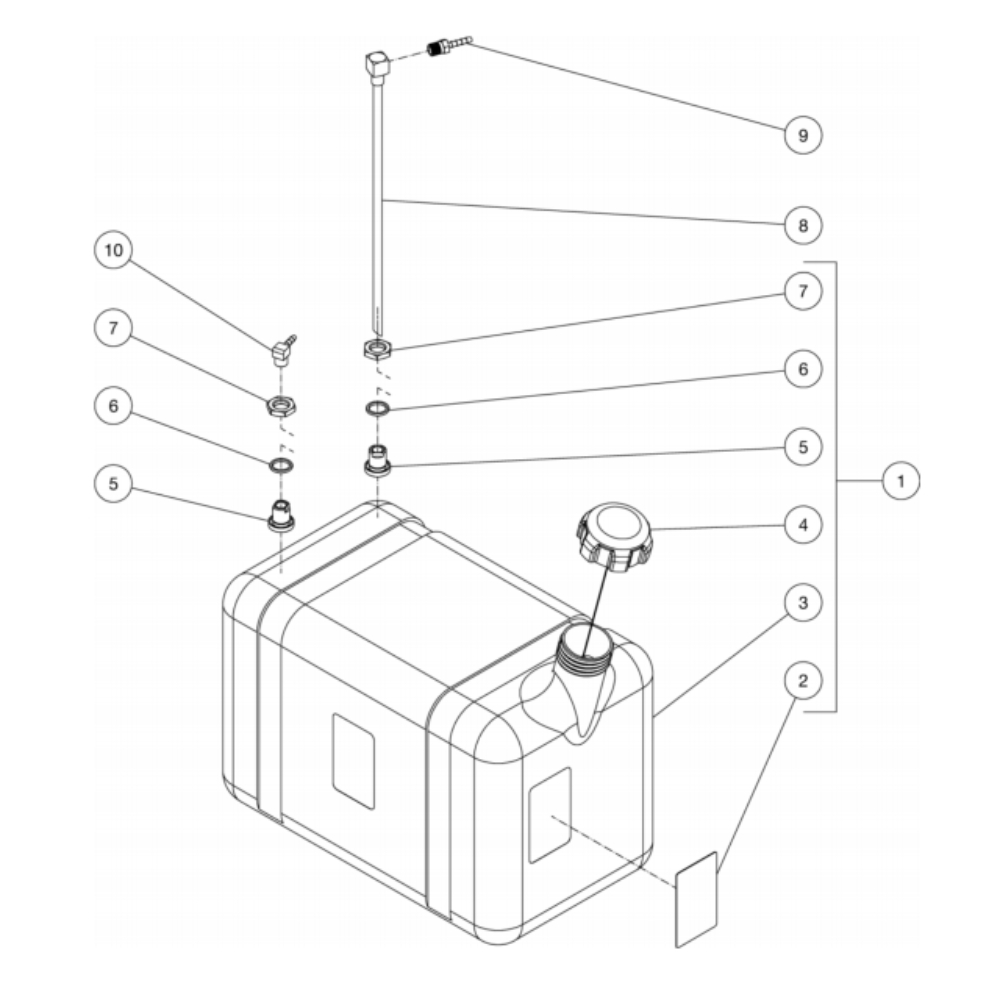 Gas Tank Diagram and Parts List for HDC-3505-0V6G  Mi-T-M Pressure Washer