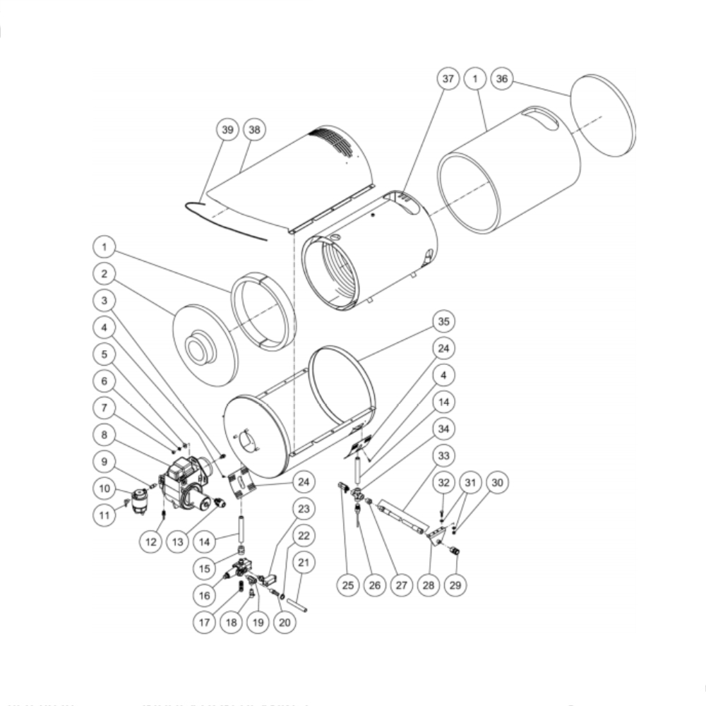 Heat Exchanger Diagram and Parts List for HDC-3005-0K6G  Mi-T-M Pressure Washer