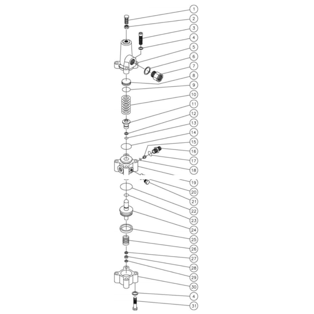 Unloader Diagram and Parts List for HG-3004-0M10  Mi-T-M Pressure Washer