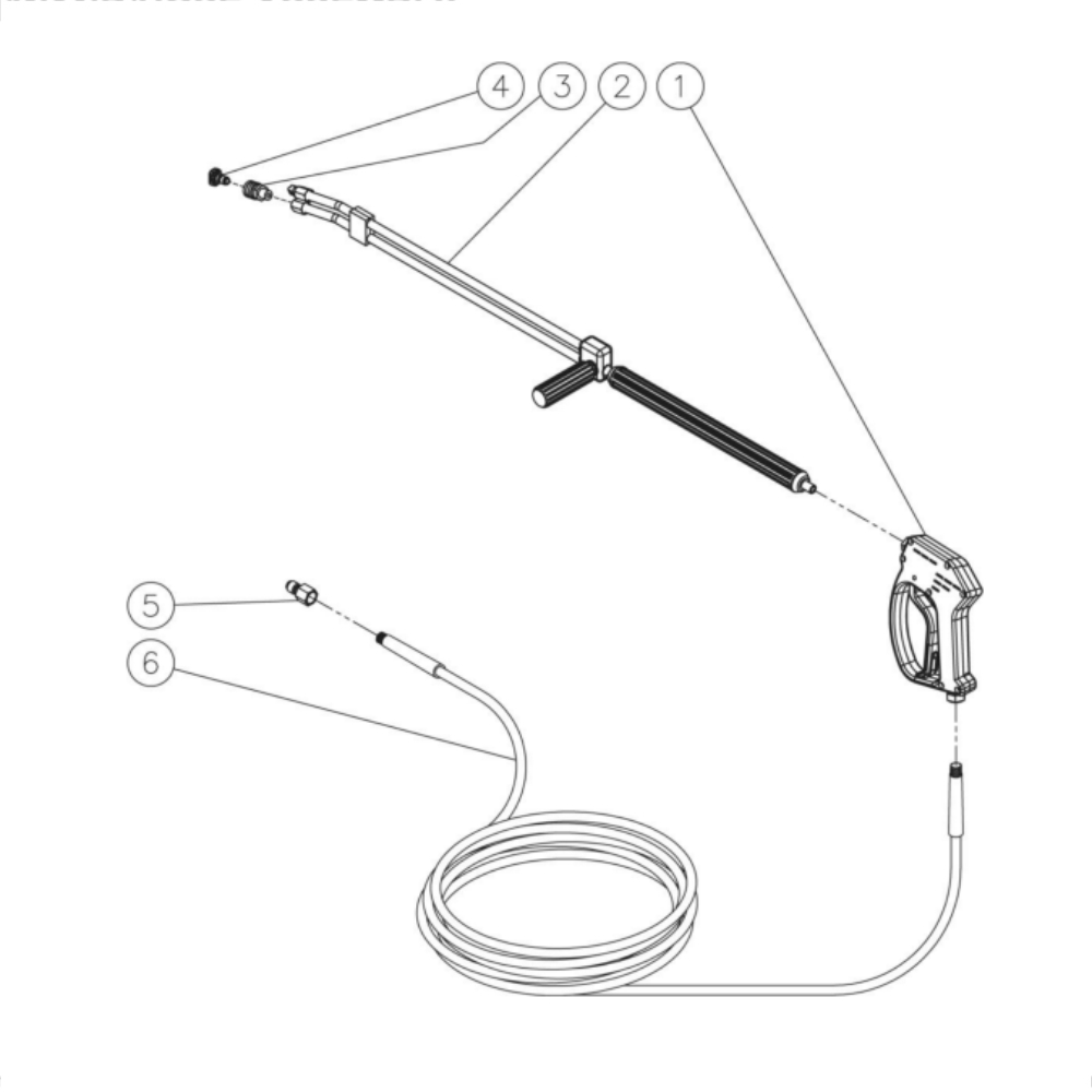 Gun/Wand/Hose Diagram and Parts List for HS-3005-0MGV  Mi-T-M Pressure Washer