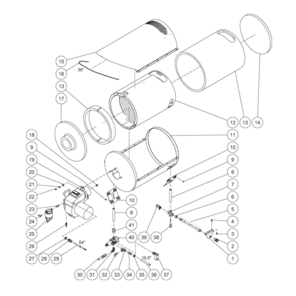 Heat Exchanger Diagram and Parts List for HDS-3505-1H6G  Mi-T-M Pressure Washer