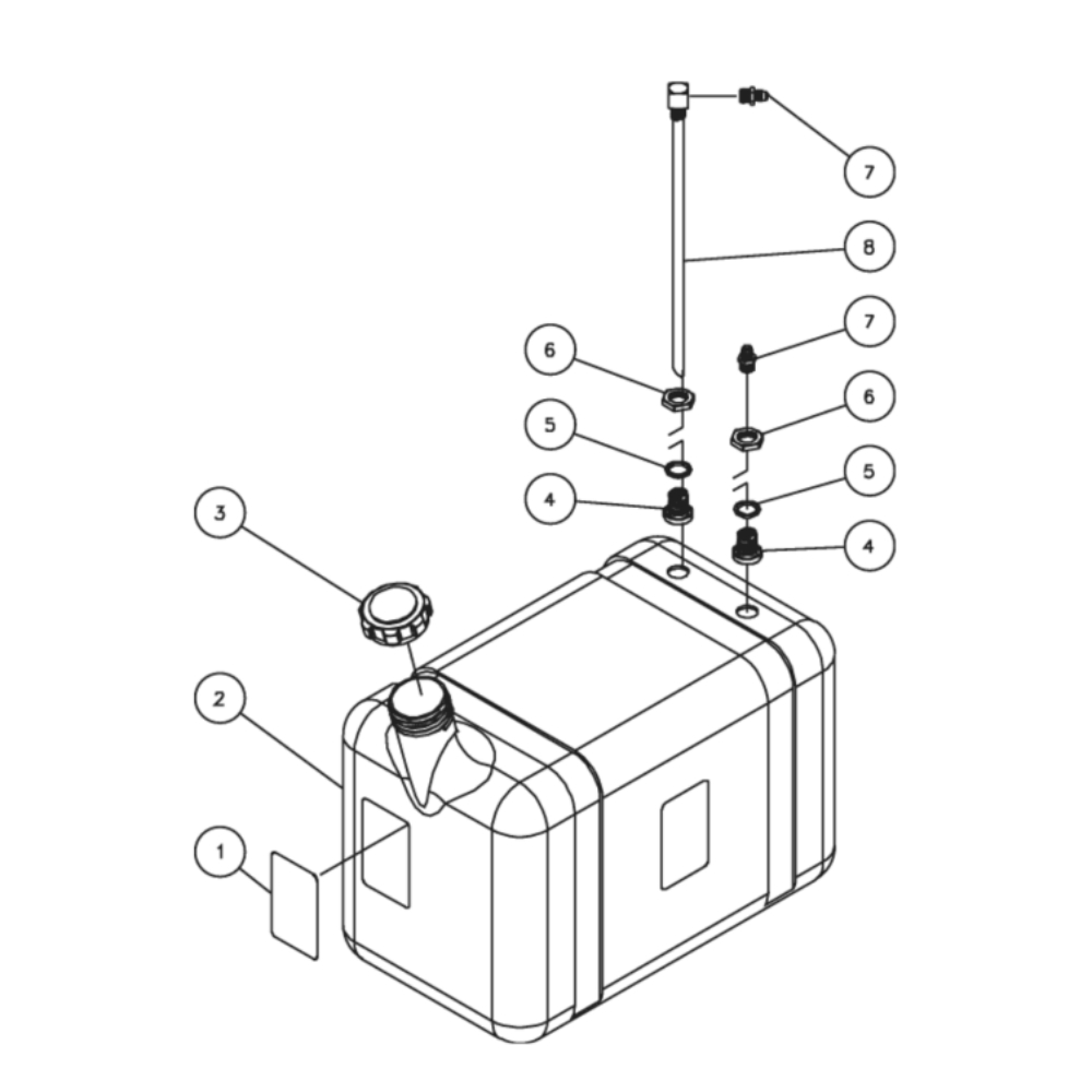 Fuel Tank Diagram and Parts List for HHD-3004-0E5G  Mi-T-M Pressure Washer