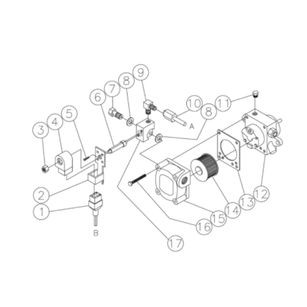 Fuel Pump/Solenoid Diagram and Parts List for HHD-3005-0E4G  Mi-T-M Pressure Washer