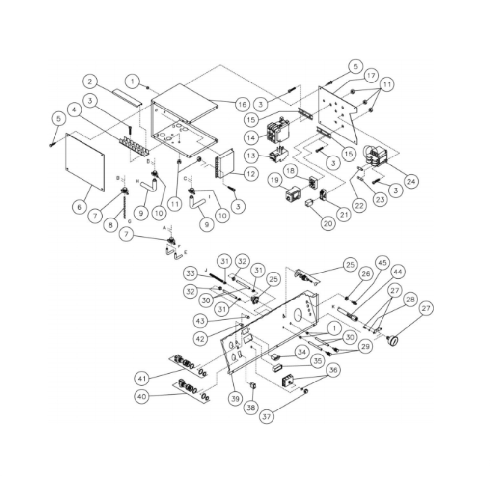 Control Panel Diagram and Parts List for HG-2205-0M30  Mi-T-M Pressure Washer