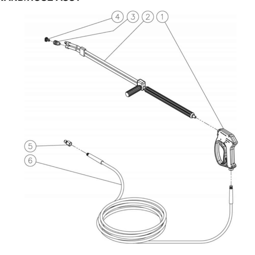 Gun/Wand/Hose Diagram and Parts List for HDS-4005-0B7G  Mi-T-M Pressure Washer