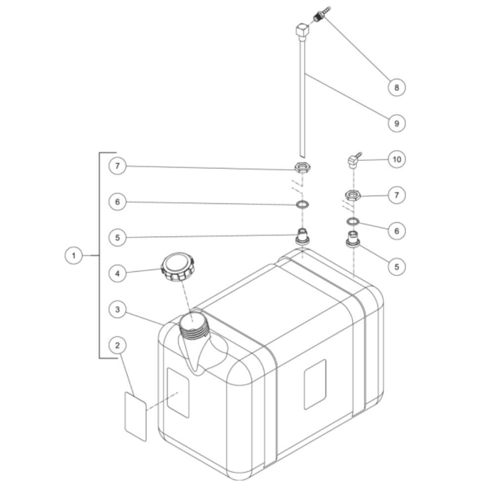Burner Fuel Tank Diagram and Parts List for HS-3006-0MDK  Mi-T-M Pressure Washer