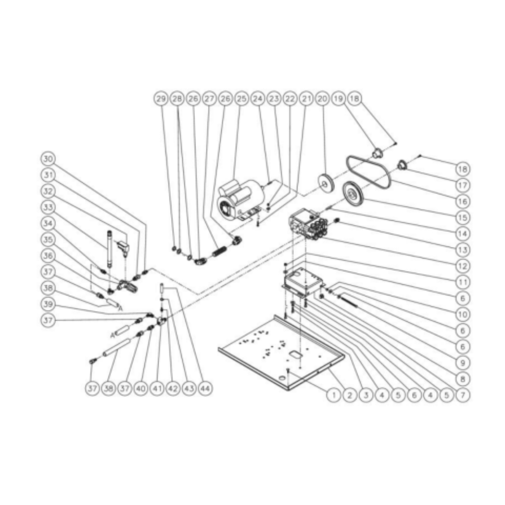 Motor/Pump Diagram and Parts List for HHS-1002-0E1G  Mi-T-M Pressure Washer
