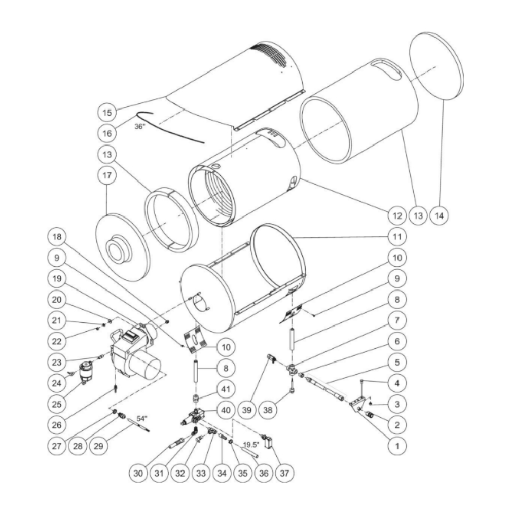 Heat Exchanger Diagram and Parts List for HDS-3506-0H6A  Mi-T-M Pressure Washer