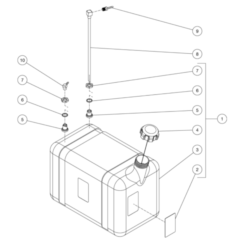 Gas Tank Diagram and Parts List for HVS-3505-0H6G  Mi-T-M Pressure Washer