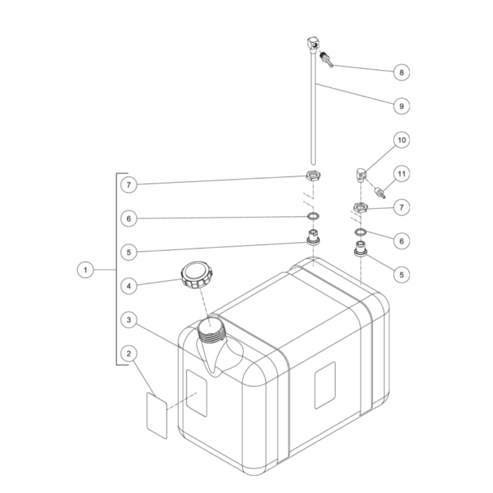 Diesel Fuel Tank Diagram and Parts List for HDS-3506-0K6G  Mi-T-M Pressure Washer