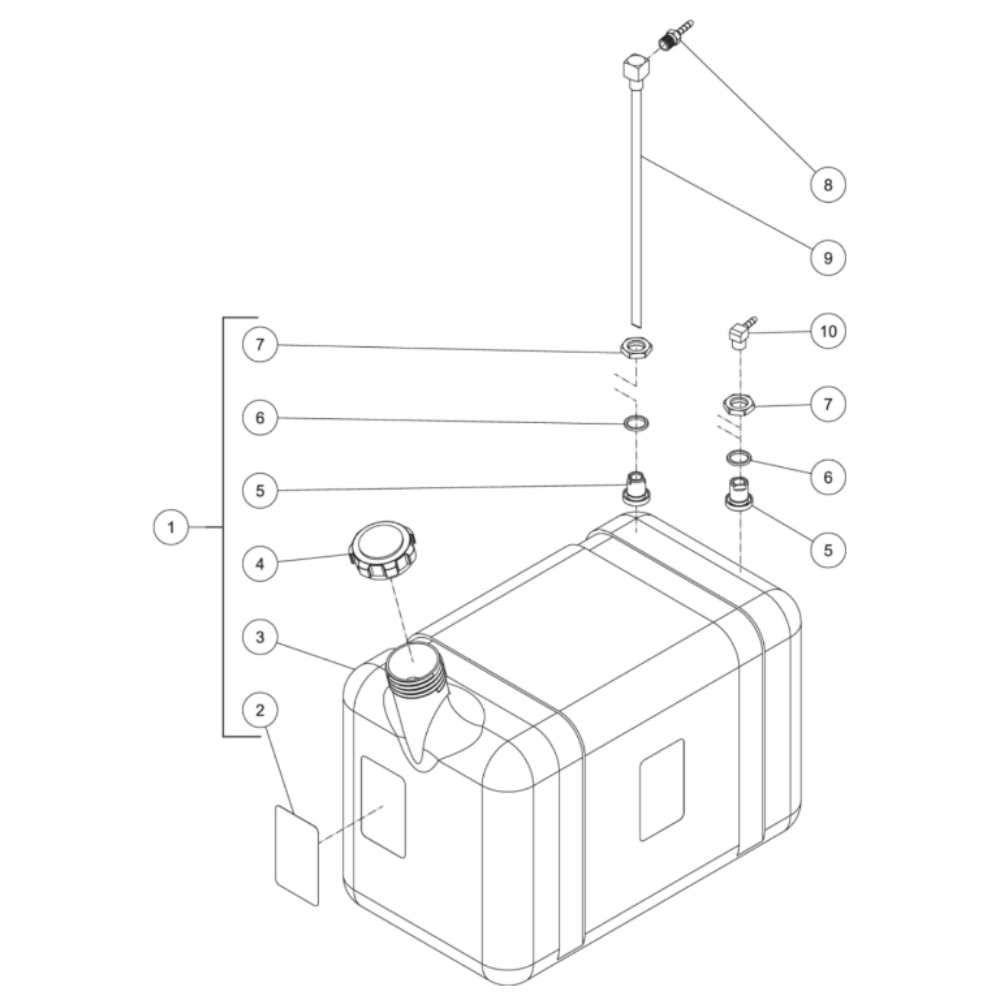 Burner Fuel Tank Diagram and Parts List for HDS-3506-0H6A  Mi-T-M Pressure Washer
