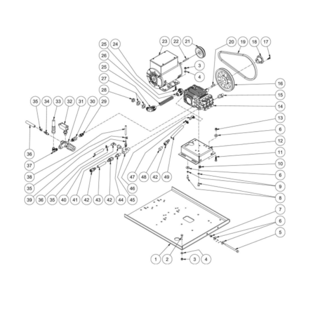 Motor/Pump Diagram and Parts List for HHS-1003-1E1A  Mi-T-M Pressure Washer
