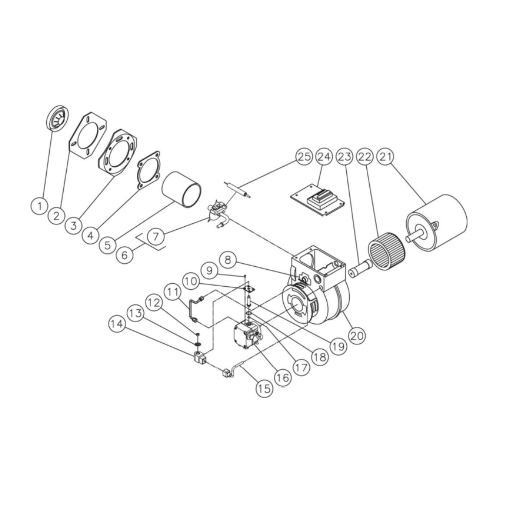 Burner Diagram and Parts List for HS-3504-0MGV  Mi-T-M Pressure Washer