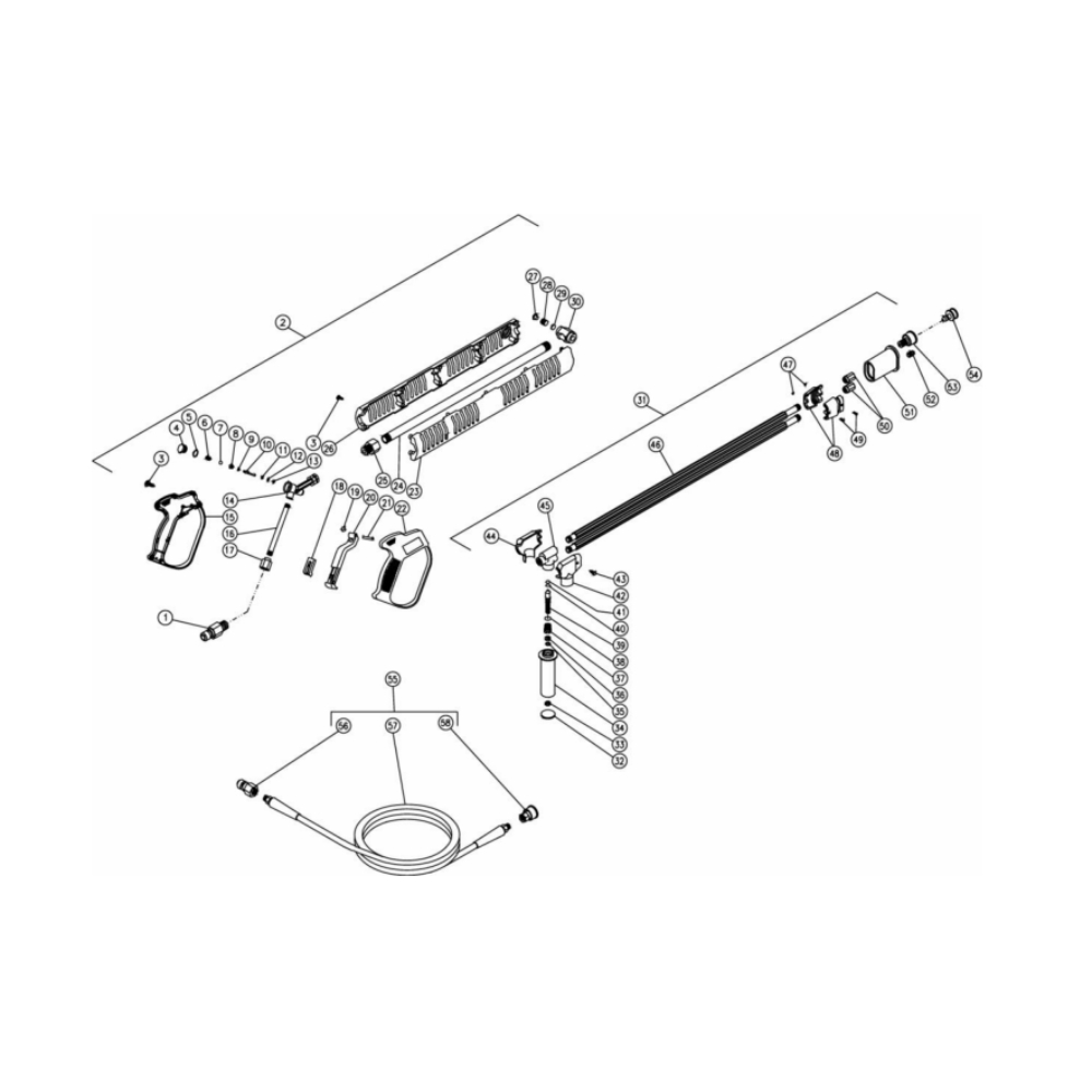 Dual Lance Diagram and Parts List for HG-2004-0M30  Mi-T-M Pressure Washer