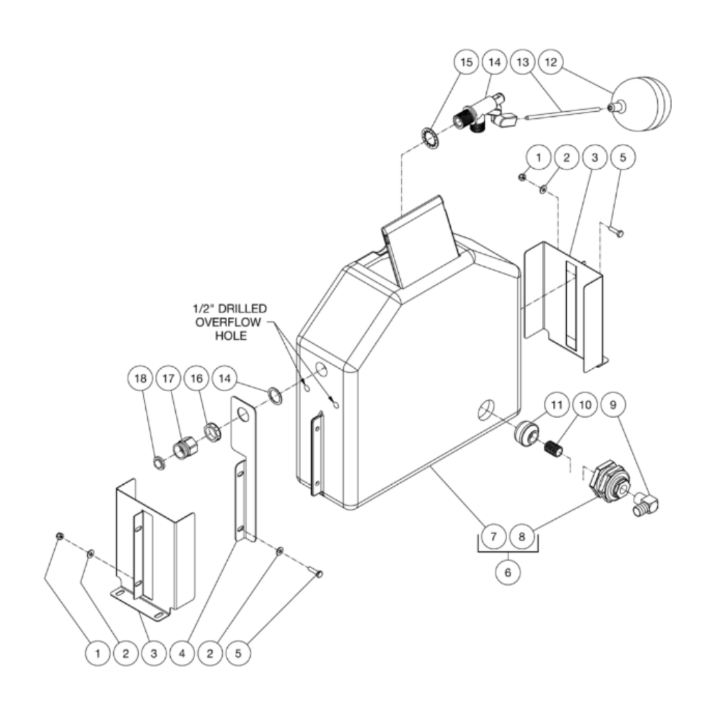 Float Tank Diagram and Parts List for HDS-3506-0H6G  Mi-T-M Pressure Washer