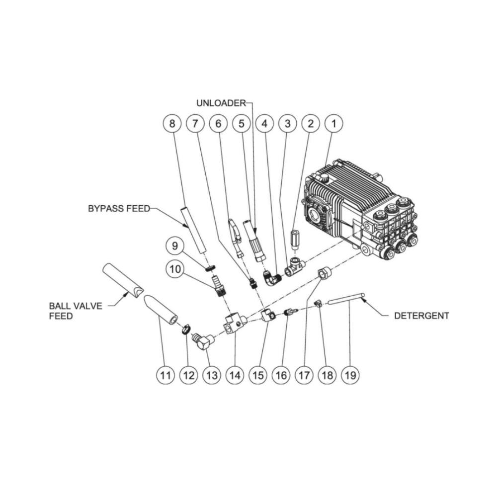 Pump Plumbing Diagram and Parts List for HDS-4005-2H6G  Mi-T-M Pressure Washer