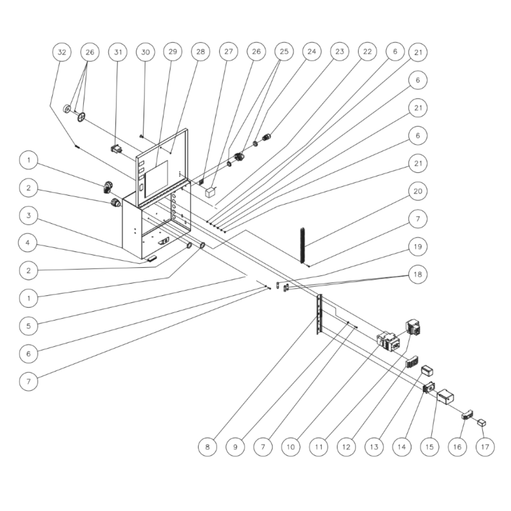 Three Phase Electric Box With Time Delay Diagram and Parts List for HEG  Mi-T-M Pressure Washer