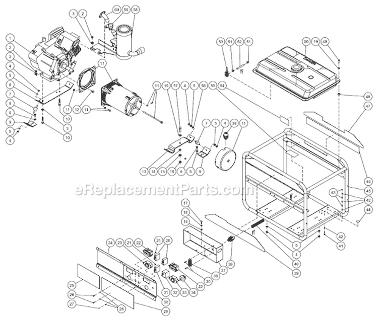 Frame Assembly After S/N 40063451 Diagram and Parts List for GEN-4000-0MS0  Mi-T-M Generator