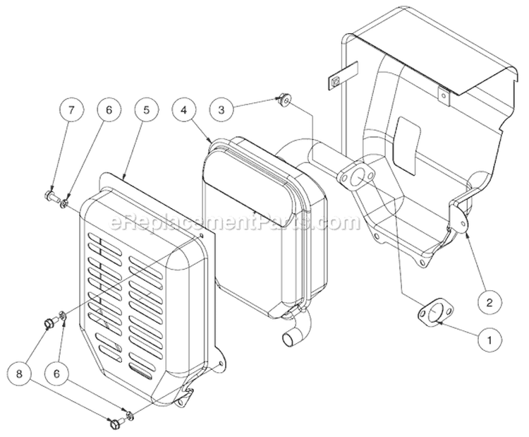 Muffler Assembly Before S/N 40036451 Diagram and Parts List for GEN-4000-0MS0  Mi-T-M Generator