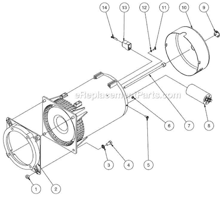 Alternator Assembly Diagram and Parts List for GEN-6000-0MYE  Mi-T-M Generator