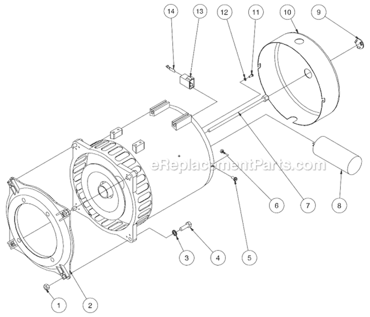 Alternator Assembly Diagram and Parts List for GEN-8000-0MS0  Mi-T-M Generator