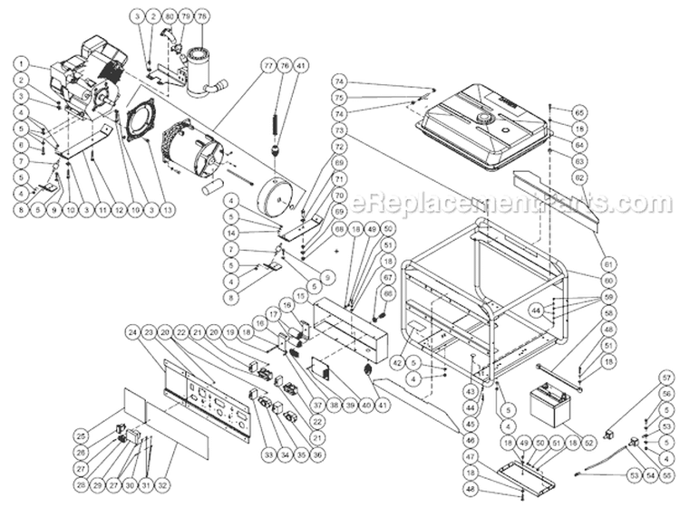 Frame Assembly After S/N 40031734 Diagram and Parts List for GEN-8000-0MSE  Mi-T-M Generator