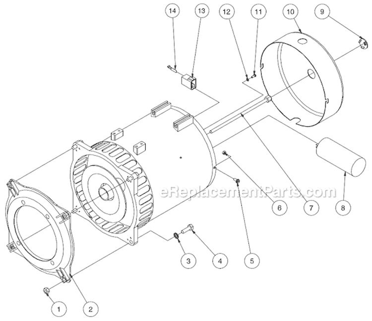 Alternator Assembly Diagram and Parts List for GEN-8000-0MSE  Mi-T-M Generator