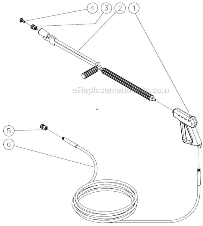 Gun/Wand/Hose Assembly B Diagram and Parts List for HHDSERIES  Mi-T-M Pressure Washer
