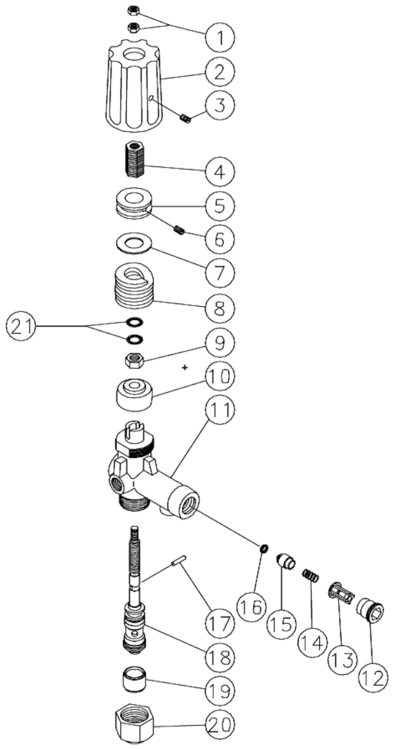 Unloader Diagram and Parts List for HHS-303-0E1A  Mi-T-M Pressure Washer