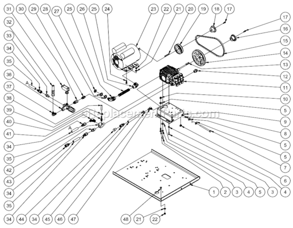 Motor/Pump Assembly Diagram and Parts List for HHSSERIES  Mi-T-M Pressure Washer