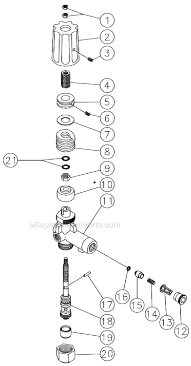 Unloader Diagram and Parts List for HHSSERIES  Mi-T-M Pressure Washer