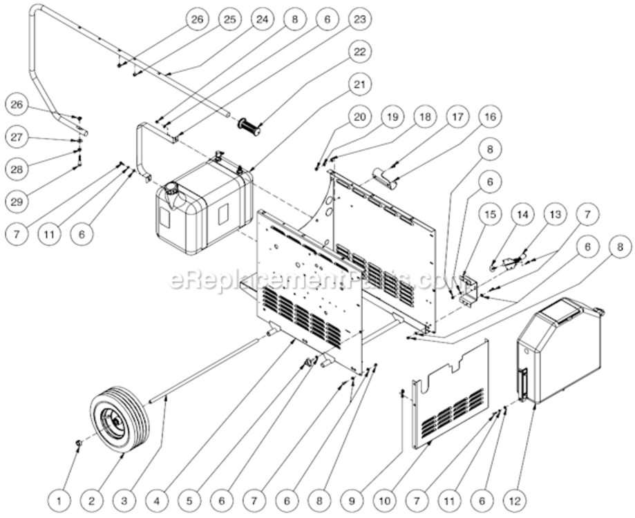 Chassis Assembly Diagram and Parts List for HHSSERIES  Mi-T-M Pressure Washer